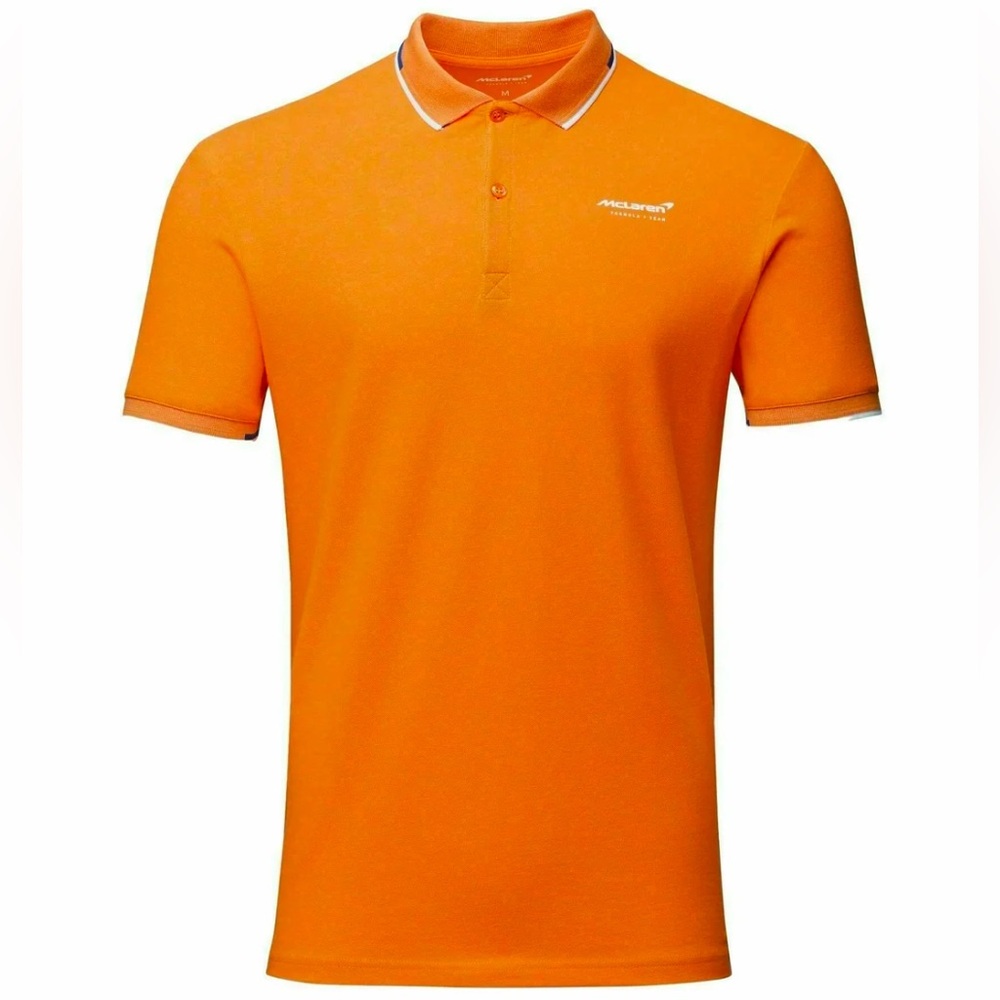 McLaren F1 Men's Core Essentials Small Logo Polo Shirt -Papaya